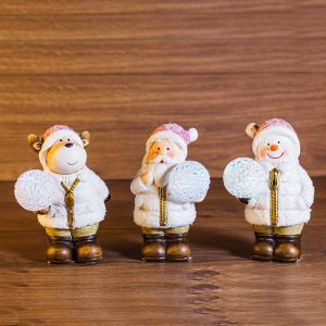 Керамическая фигурка Дед Мороз, Снеговик и Олененок 10x9x13 см (упаковка 3 шт.) 
